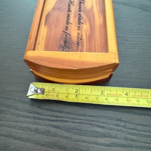 Engraved Carved Sisters Wooden Box Trinket Keepsake Family Friendship - Picture 10 of 10